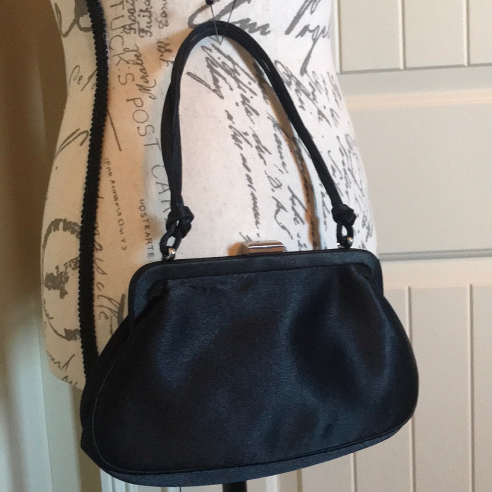 Small black satin purse